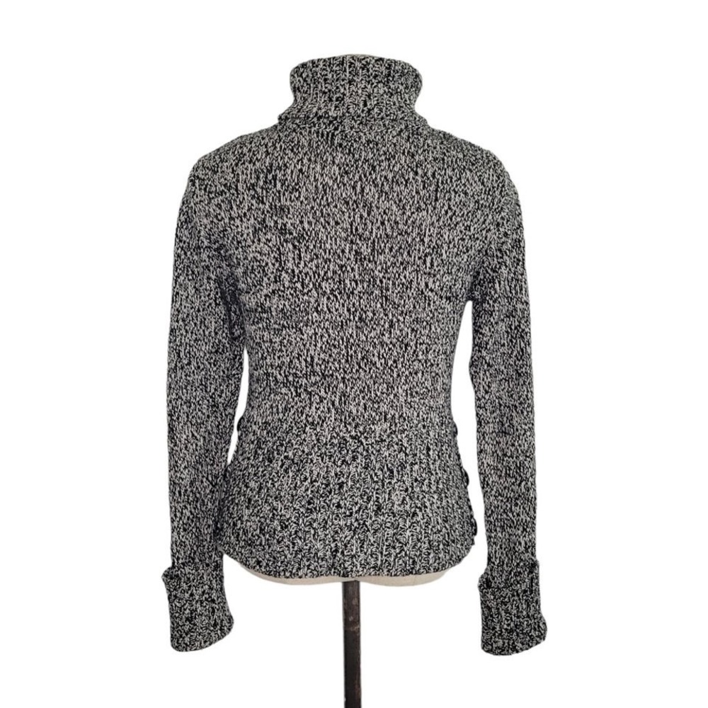 Apt 9 Black & White Cable Knit Button Detail Turtleneck Sweater Women's Petite S - Picture 3 of 6